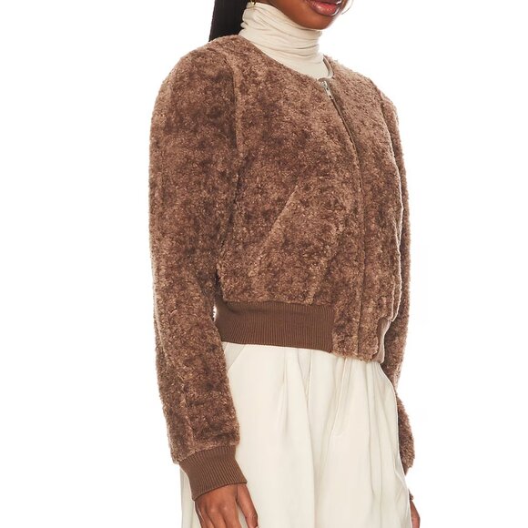 ASTR the Label Stacy Cropped Jacket in Brown Vegan Fur - Medium M Revolve - Picture 2 of 9